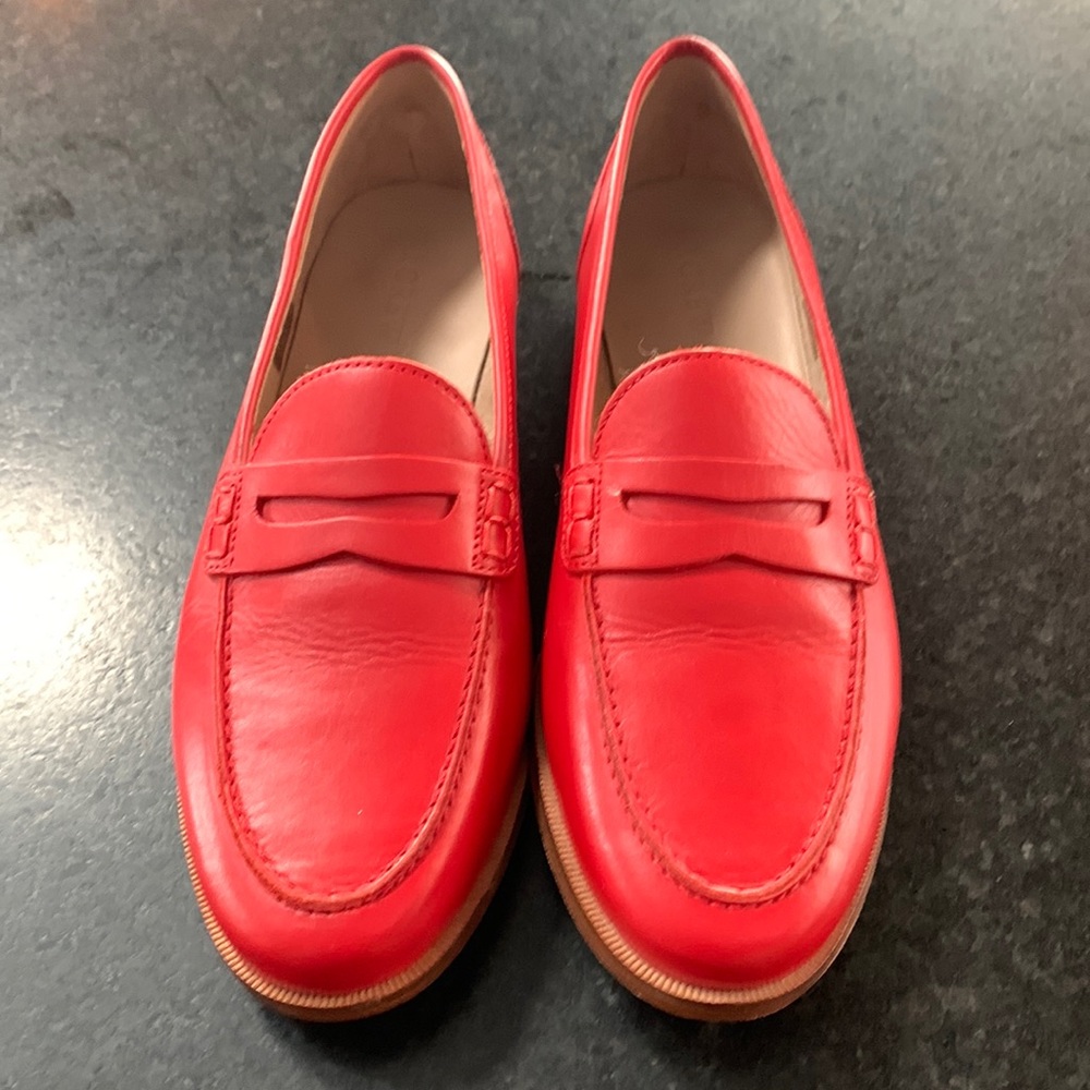J. Crew Red Leather Loafers
